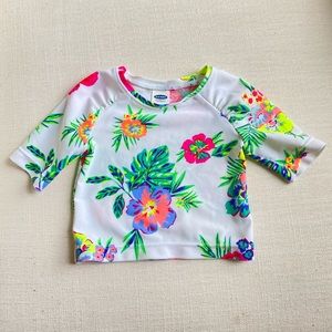 Old Navy Baby Girl Rashguard Bikini Top Swimwear Newborn 0-3 Months Floral